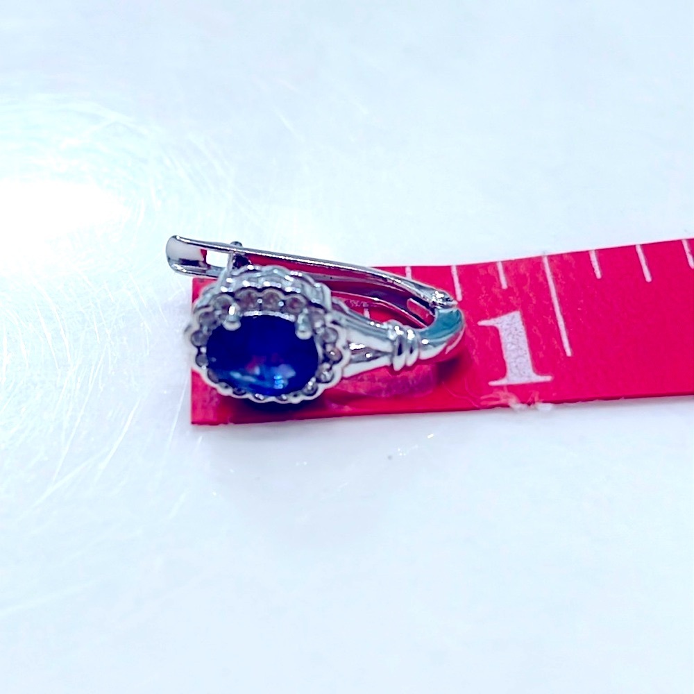 1ct Genuine Sapphires 14KGP Earrings - Picture 5 of 5